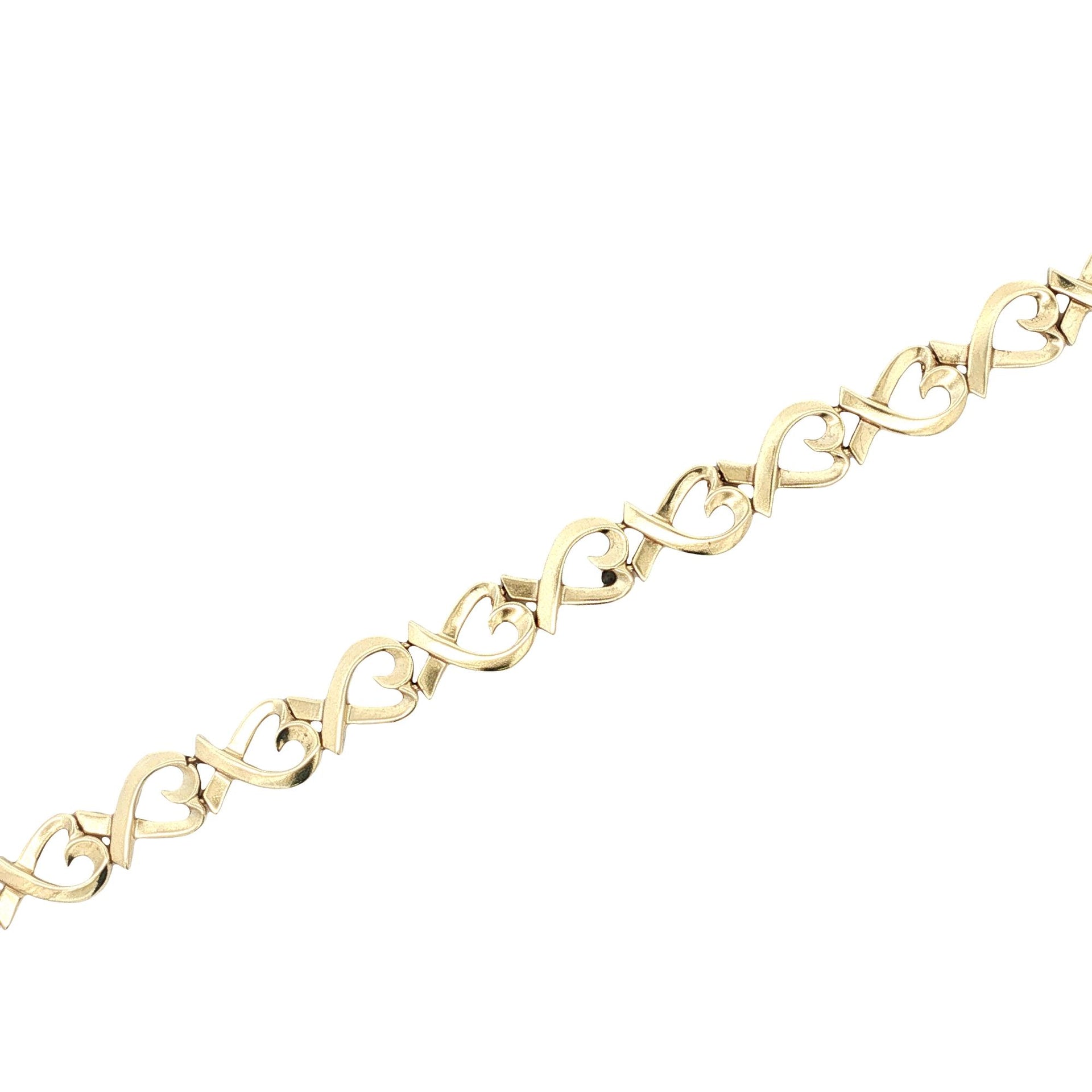 Tiffany & Company Paloma Picasso Heart Link Bracelet 18 Karat Yellow Gold 1980's