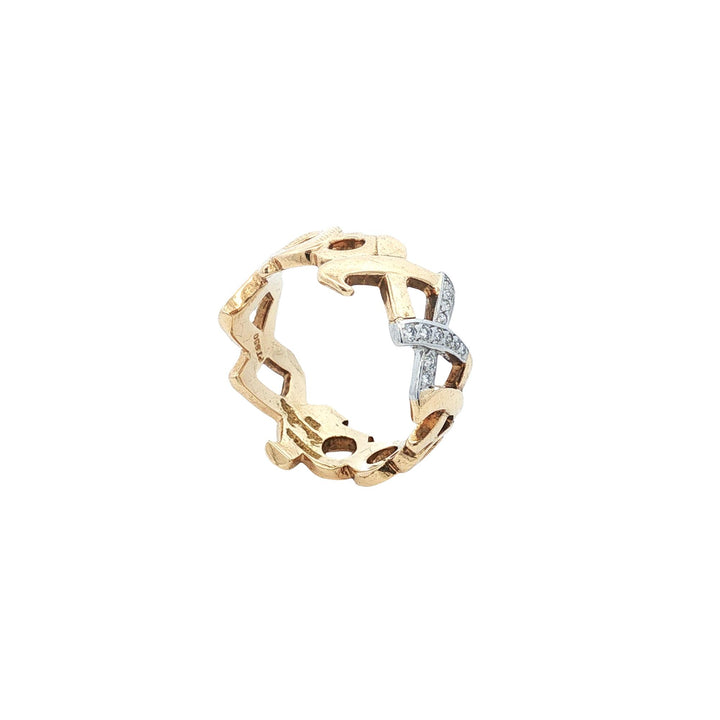 Tiffany & Company Paloma Picasso Diamond 18 Karat Yellow Gold  XOXO Band Size 7