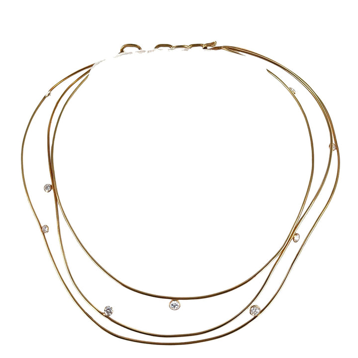 Multi Row Diamond 18 Karat Yellow Gold Multi-Row Contemporary Collar Necklace