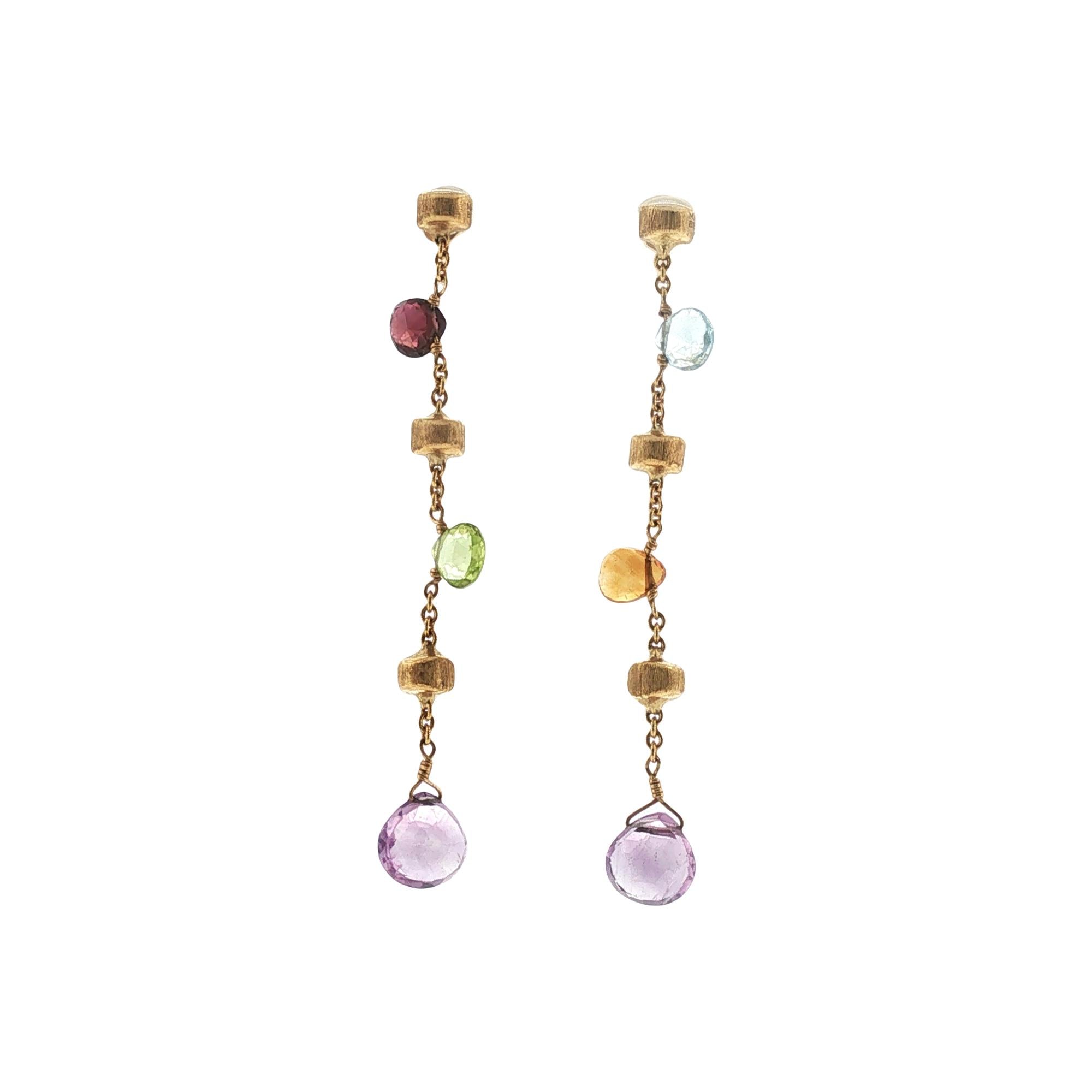 Marco Bicego Paradise 18 Karat Yellow Gold Gemstone Drop Earrings