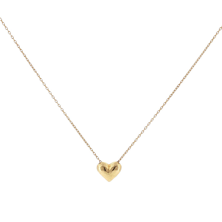 Tiffany & Company 18 Karat yellow Gold Puff Heart Pendant Necklace