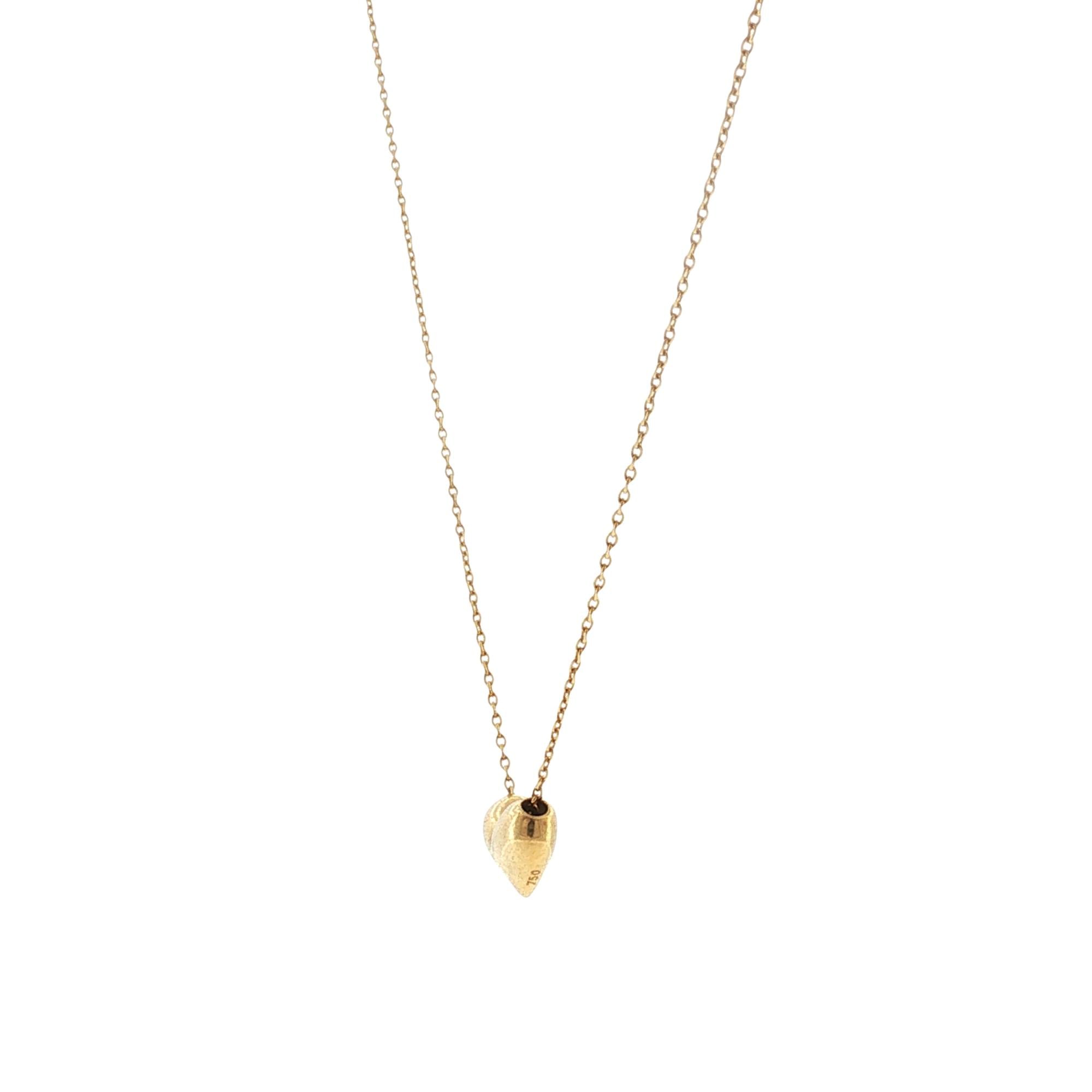 Tiffany & Company 18 Karat yellow Gold Puff Heart Pendant Necklace