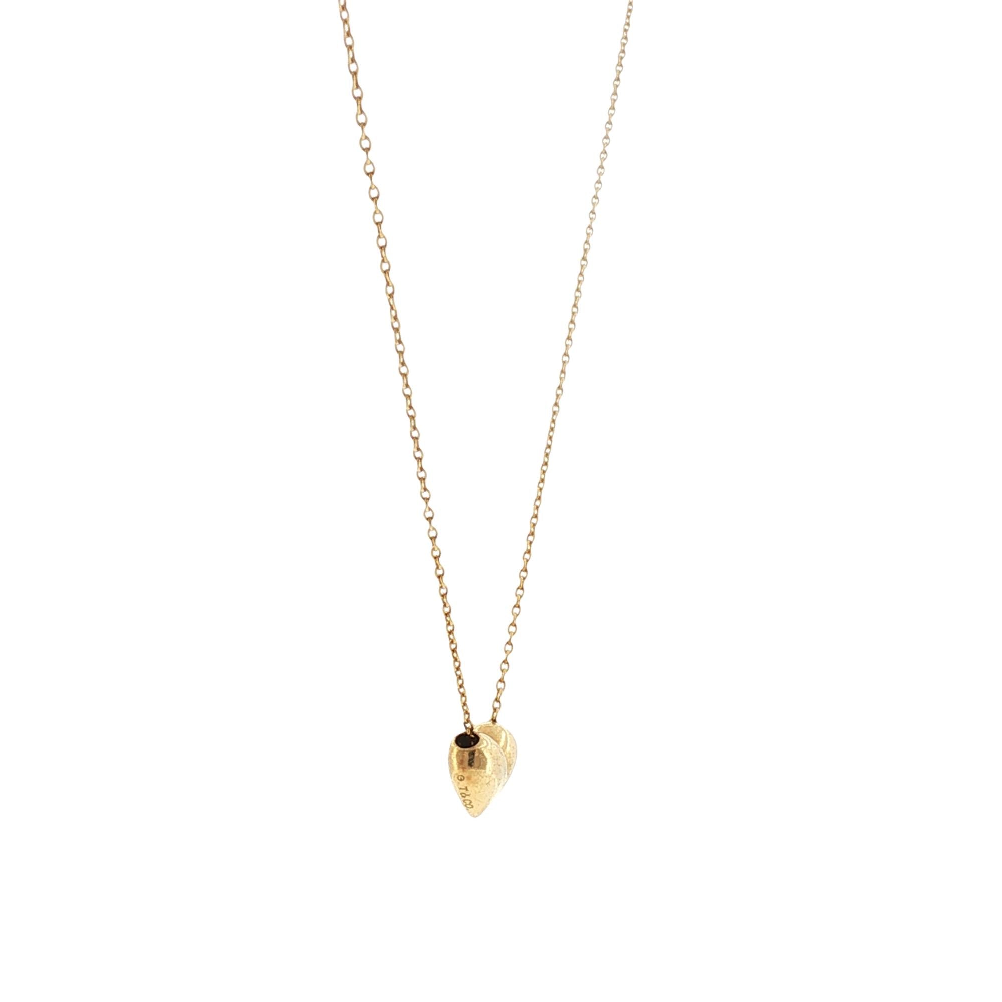 Tiffany & Company 18 Karat yellow Gold Puff Heart Pendant Necklace