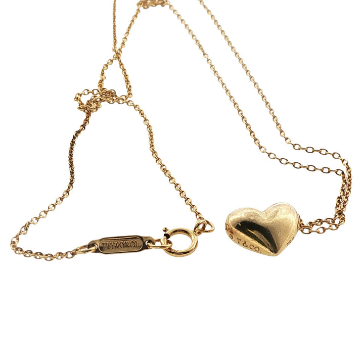 Tiffany & Company 18 Karat yellow Gold Puff Heart Pendant Necklace