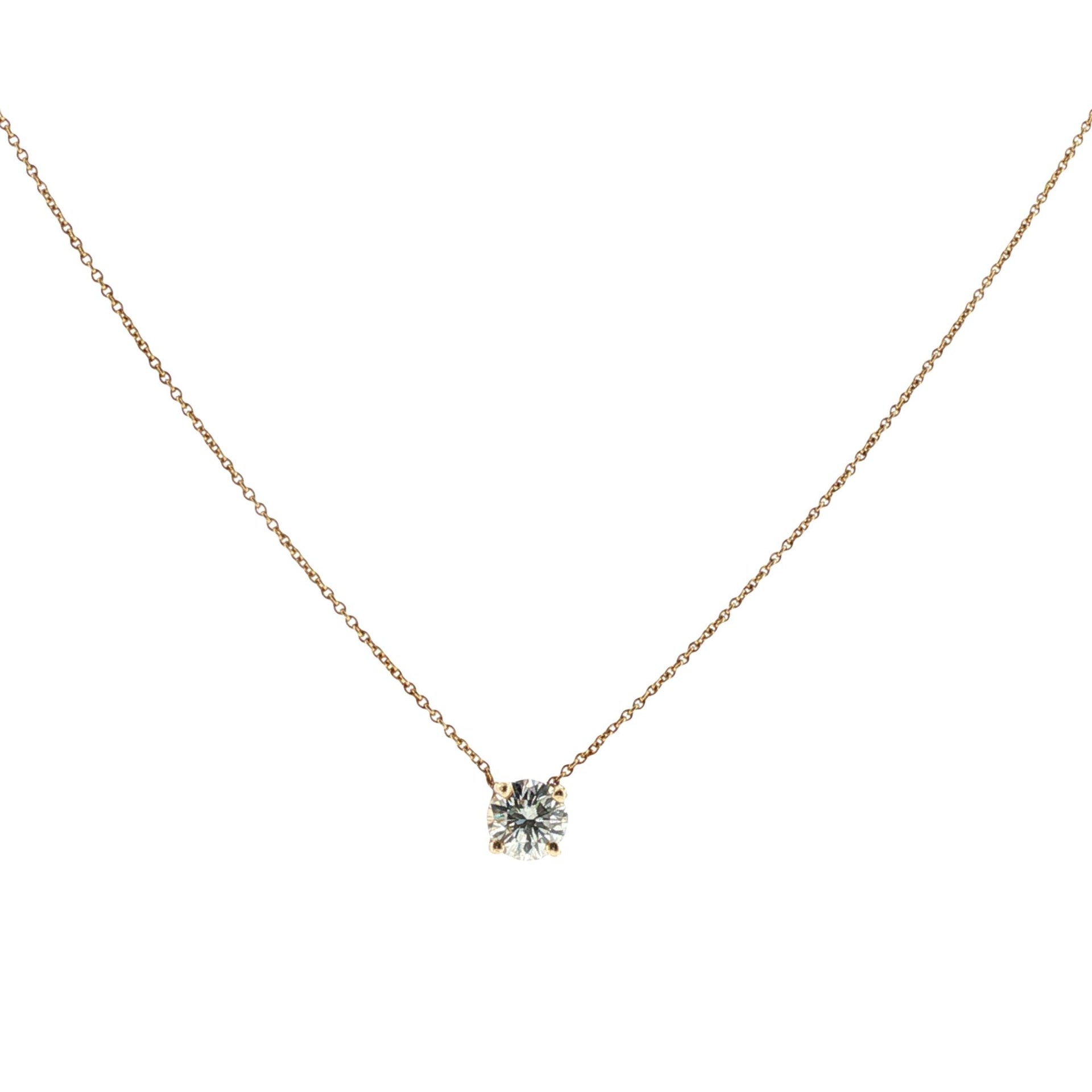 Tiffany & Company Elsa Peretti Diamond Solitaire 18KYG Pendant Necklace