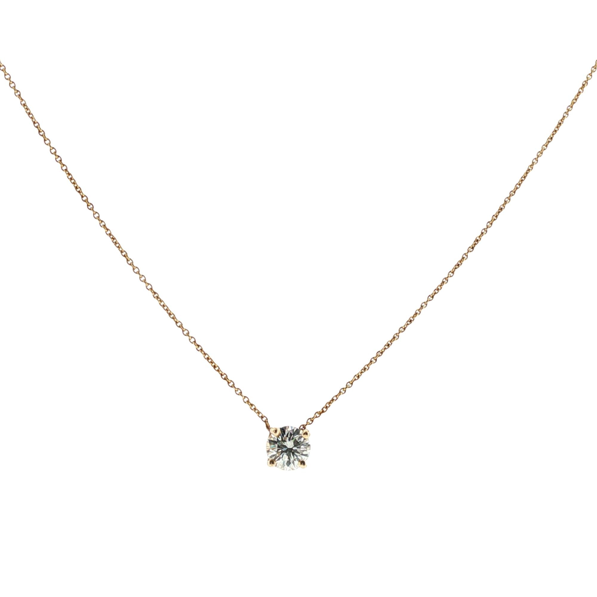 Tiffany & Company Elsa Peretti Diamond Solitaire 18KYG Pendant Necklace