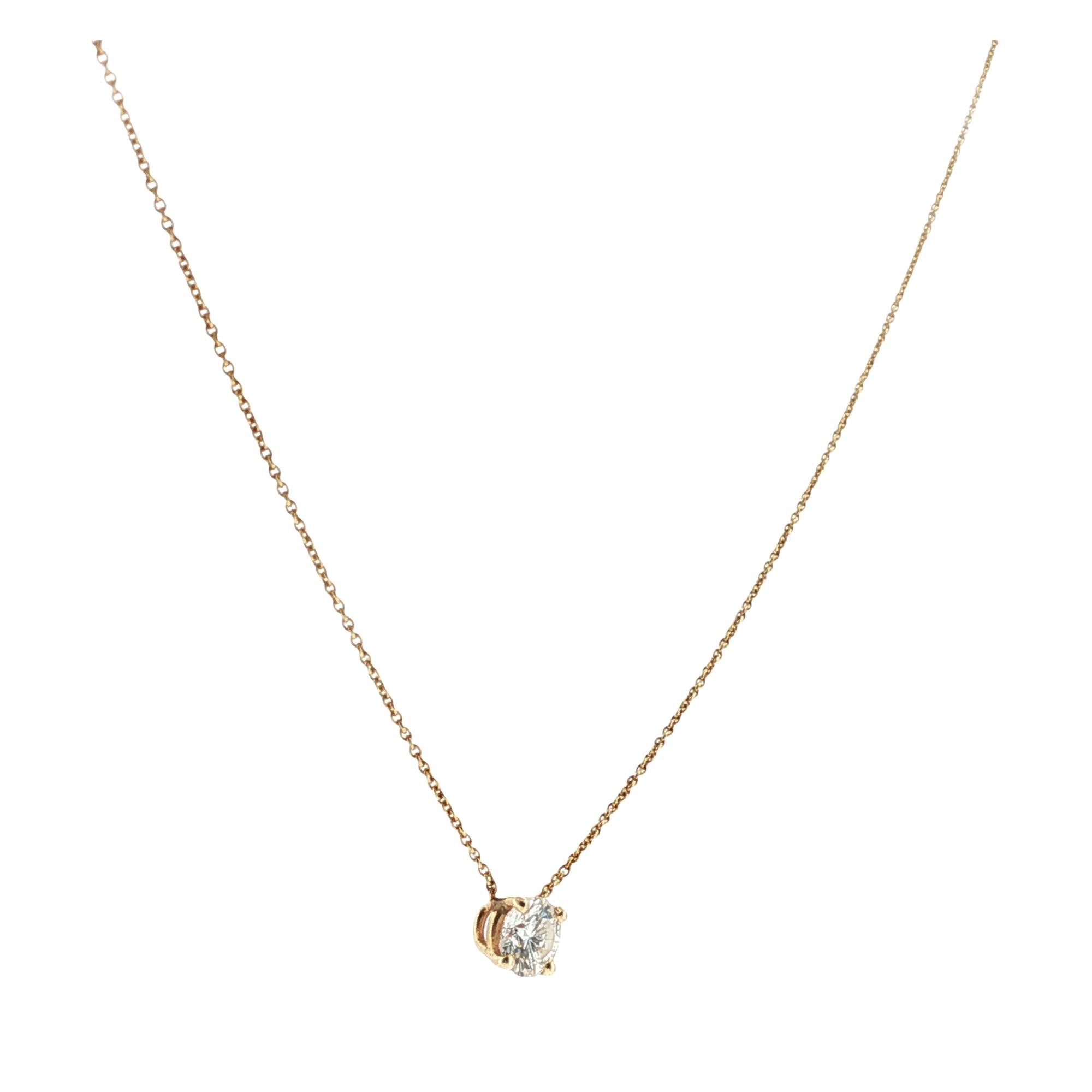 Tiffany & Company Elsa Peretti Diamond Solitaire 18KYG Pendant Necklace
