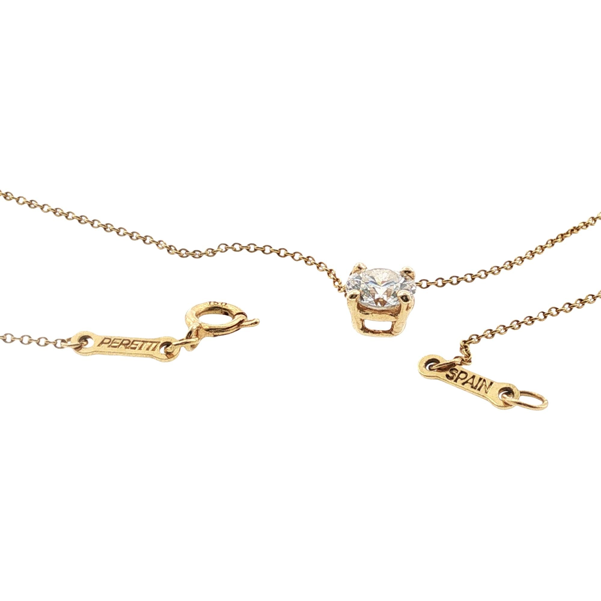 Tiffany & Company Elsa Peretti Diamond Solitaire 18KYG Pendant Necklace