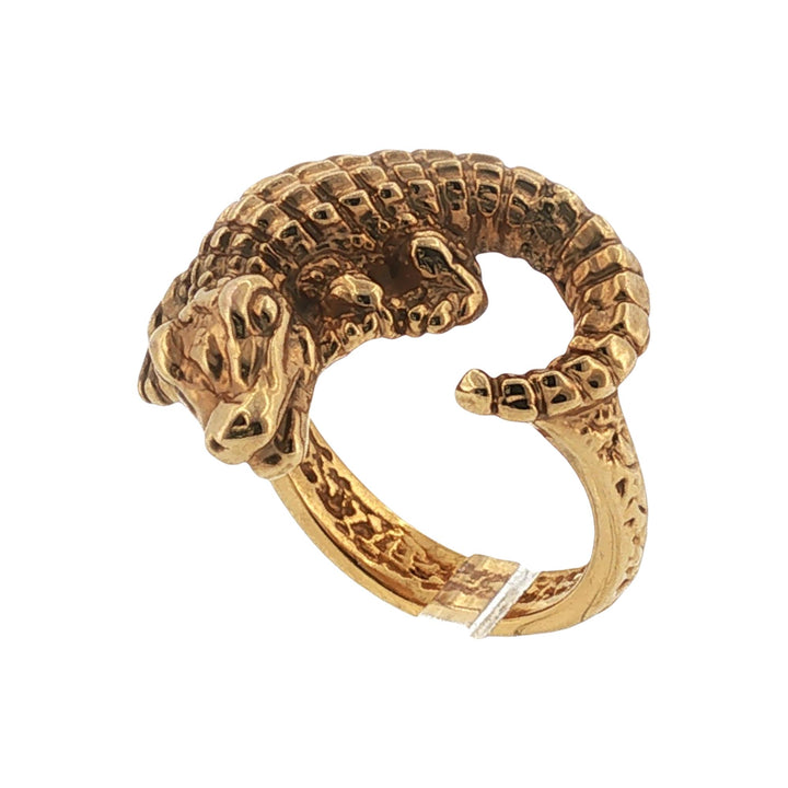 Italian 18 Karat Yellow Gold Alligator Textured Vintage Ring