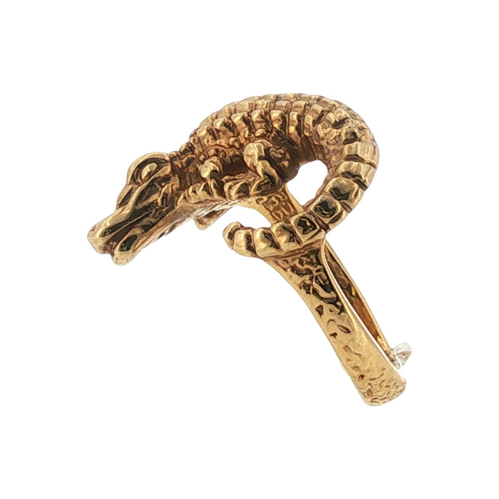 Italian 18 Karat Yellow Gold Alligator Textured Vintage Ring