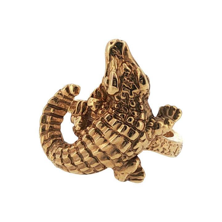 Italian 18 Karat Yellow Gold Alligator Textured Vintage Ring