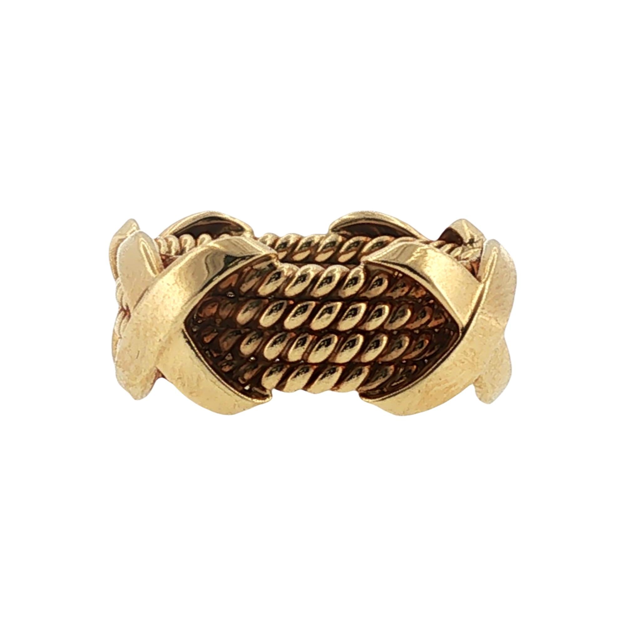 Tiffany & Company Schlumberger 'X' Band 18 Karat Yellow Gold Size 5.5