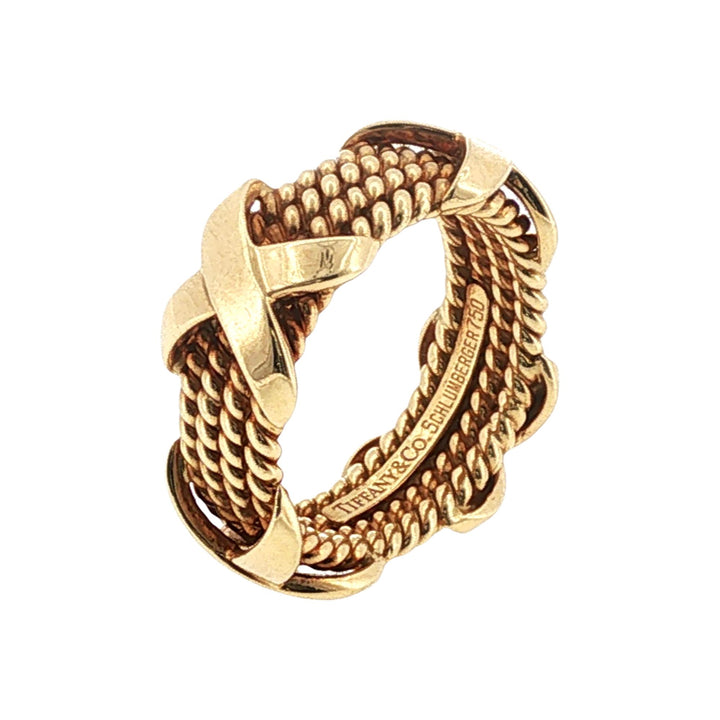 Tiffany & Company Schlumberger 'X' Band 18 Karat Yellow Gold Size 5.5