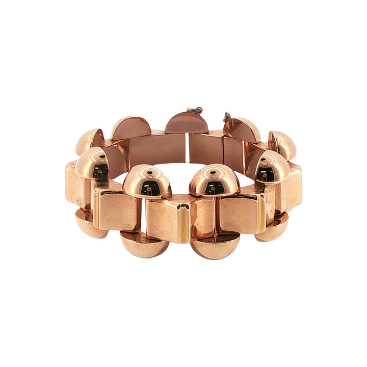 1950's Retro 18 Karat Rose Gold Wide Link Vintage Bracelet