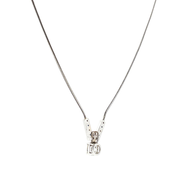 Round Brilliant-Cut Diamond Sapphire Pendant 14 Karat White Gold Necklace