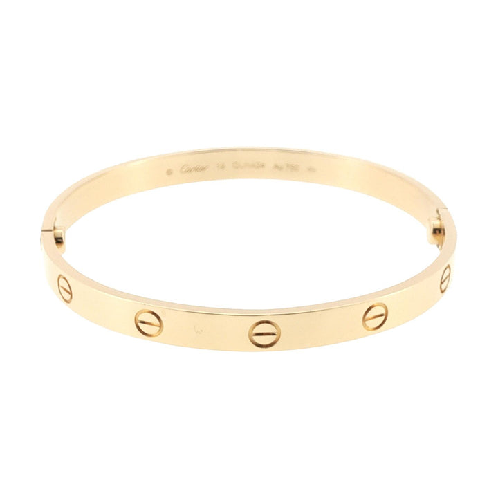 Cartier LOVE Bracelet Classic Model 18 Karat Yellow Gold Size 19 Box & Papers