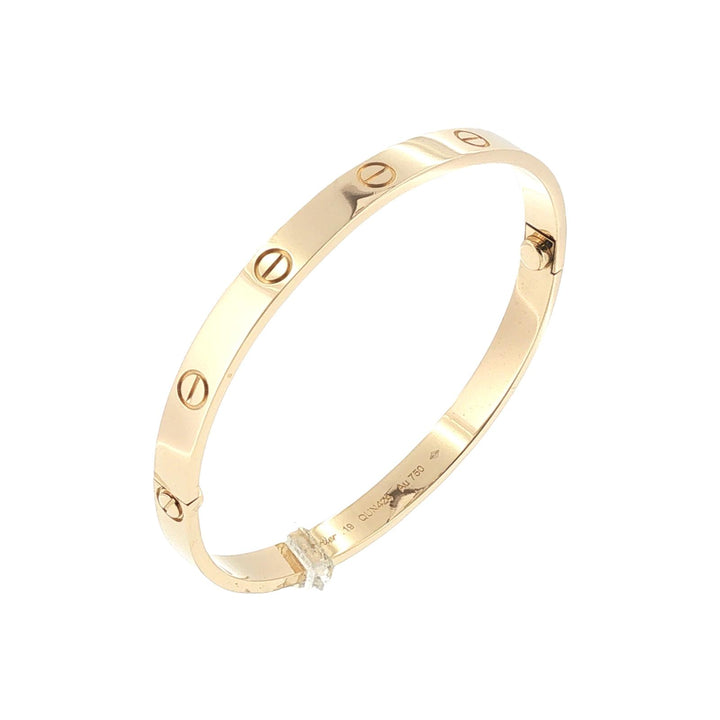Cartier LOVE Bracelet Classic Model 18 Karat Yellow Gold Size 19 Box & Papers