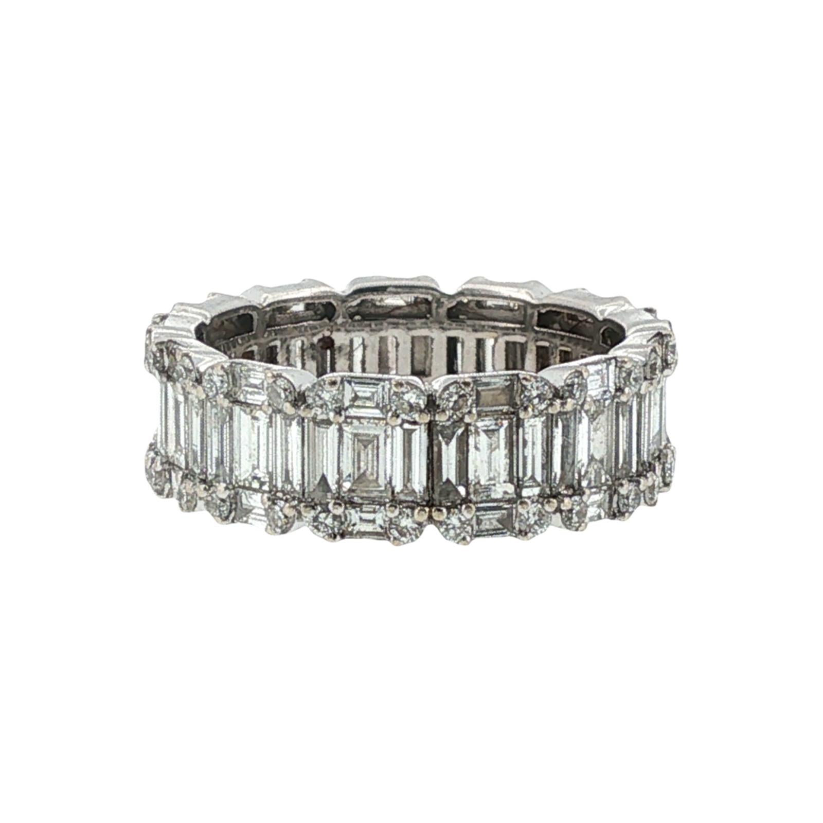 Diamond Baguette & Round Brilliant-Cut 14K White Gold Wedding Band Ring