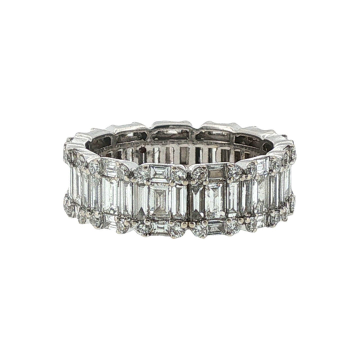 Diamond Baguette & Round Brilliant-Cut 14K White Gold Wedding Band Ring