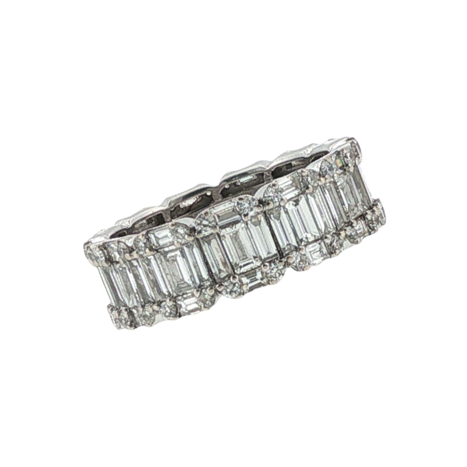 Diamond Baguette & Round Brilliant-Cut 14K White Gold Wedding Band Ring