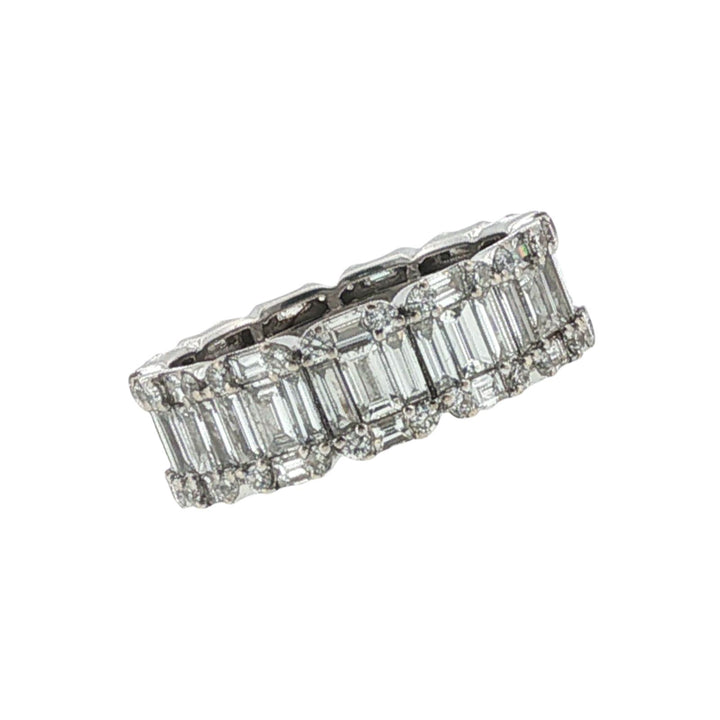 Diamond Baguette & Round Brilliant-Cut 14K White Gold Wedding Band Ring