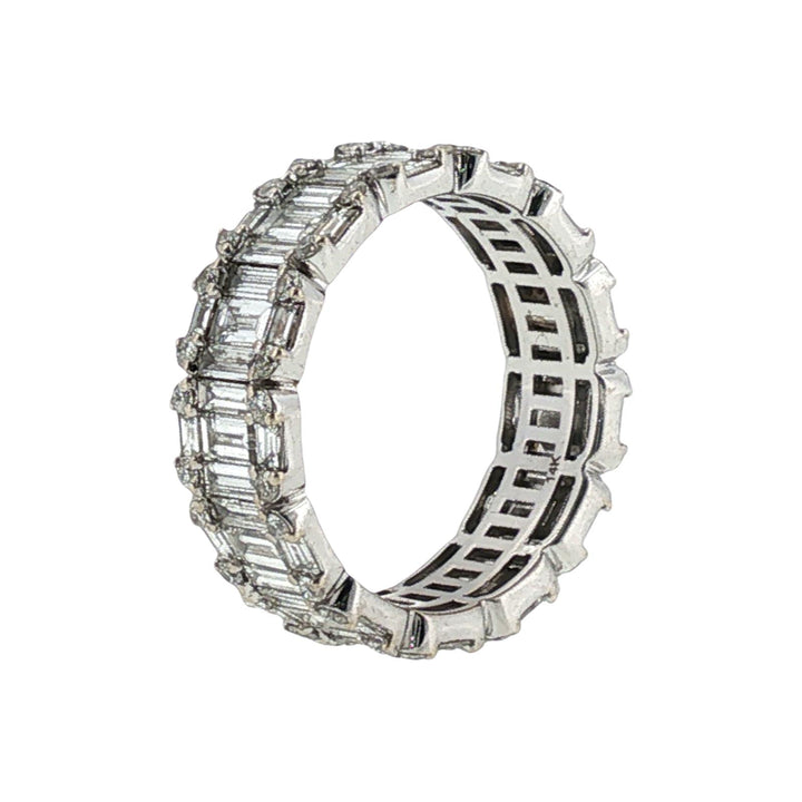 Diamond Baguette & Round Brilliant-Cut 14K White Gold Wedding Band Ring