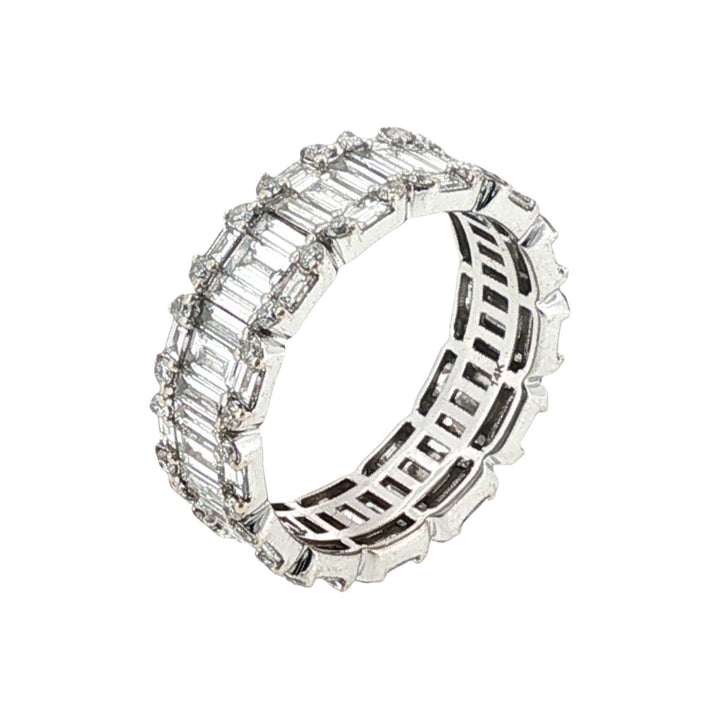 Diamond Baguette & Round Brilliant-Cut 14K White Gold Wedding Band Ring
