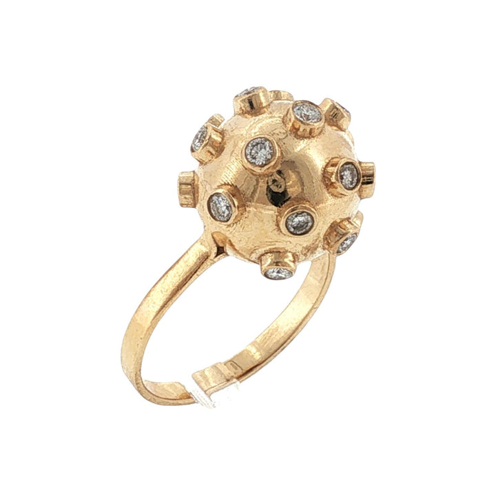 14 Karat Yellow Gold Sputnik Style Diamond Ring