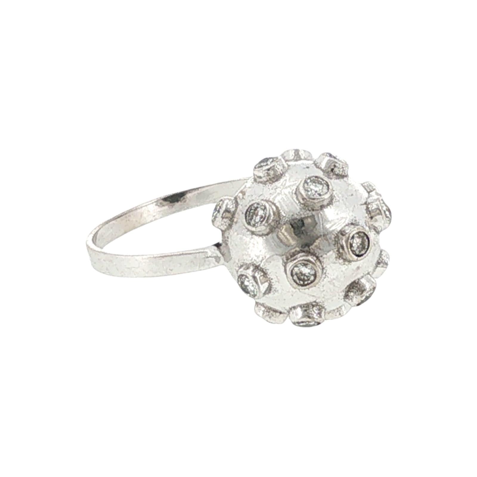 14 Karat White Gold Sputnik Style Diamond Ring
