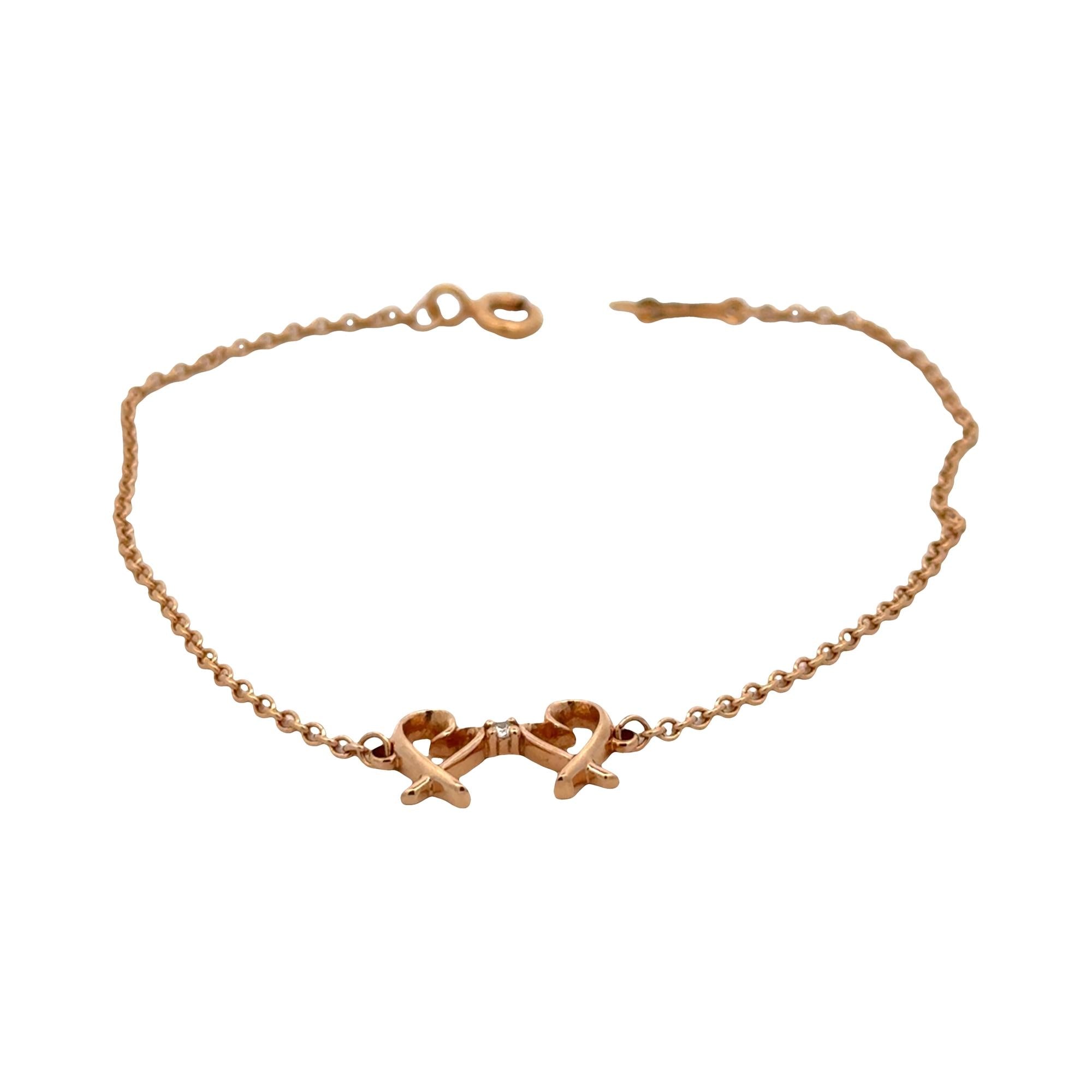 Tiffany & Company Paloma Picasso Double Loving Heart 18 Karat Rose Gold Bracelet