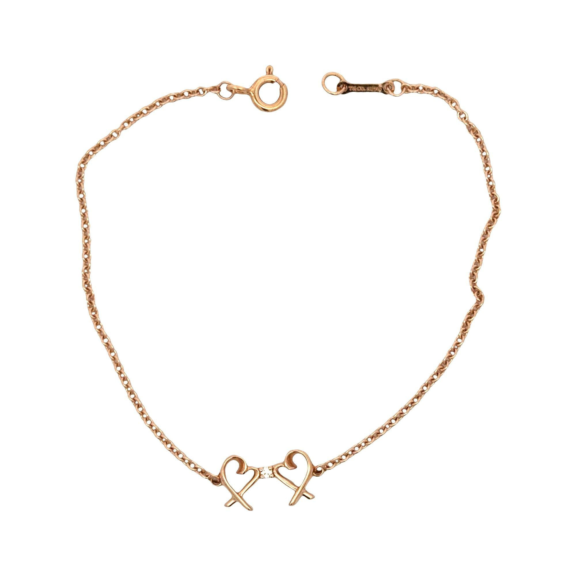 Tiffany & Company Paloma Picasso Double Loving Heart 18 Karat Rose Gold Bracelet