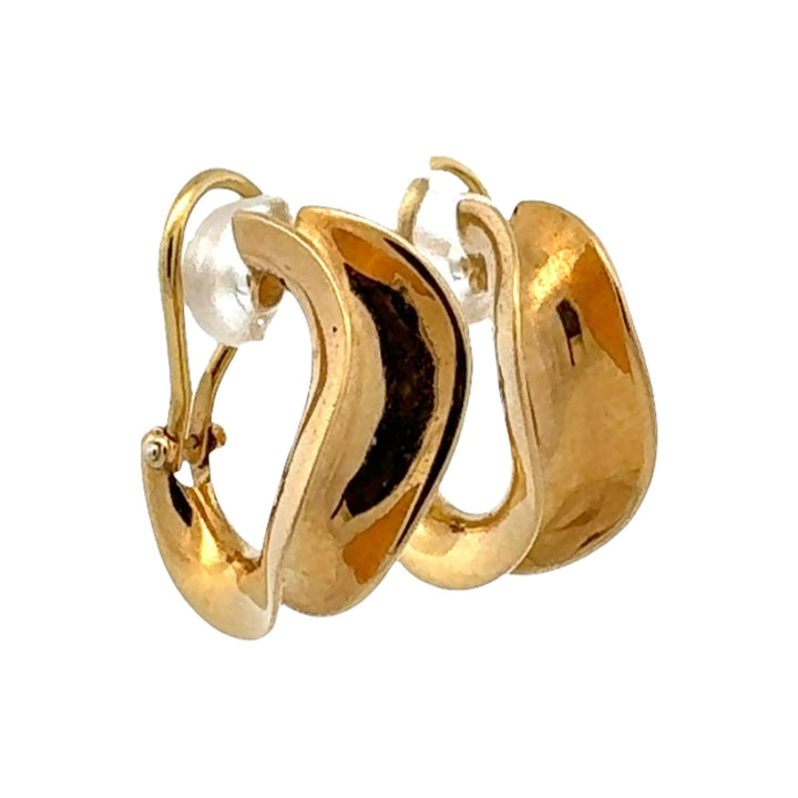 18 Karat Yellow Gold Concave Curved Leverback Earrings