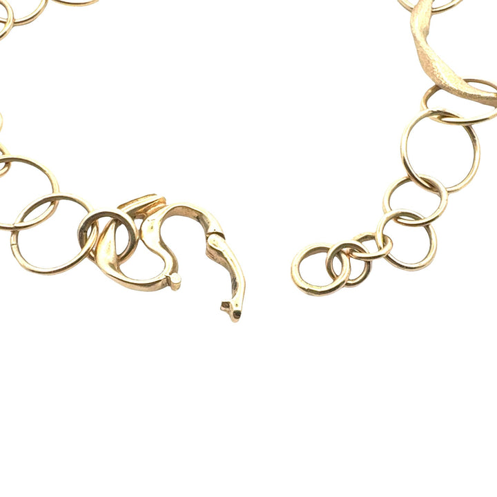 Gold Circle Link 14 Karat Yellow Gold 35 Inch Satin Finish Necklace