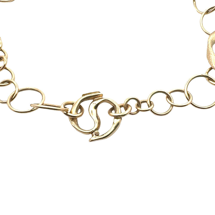 Gold Circle Link 14 Karat Yellow Gold 35 Inch Satin Finish Necklace