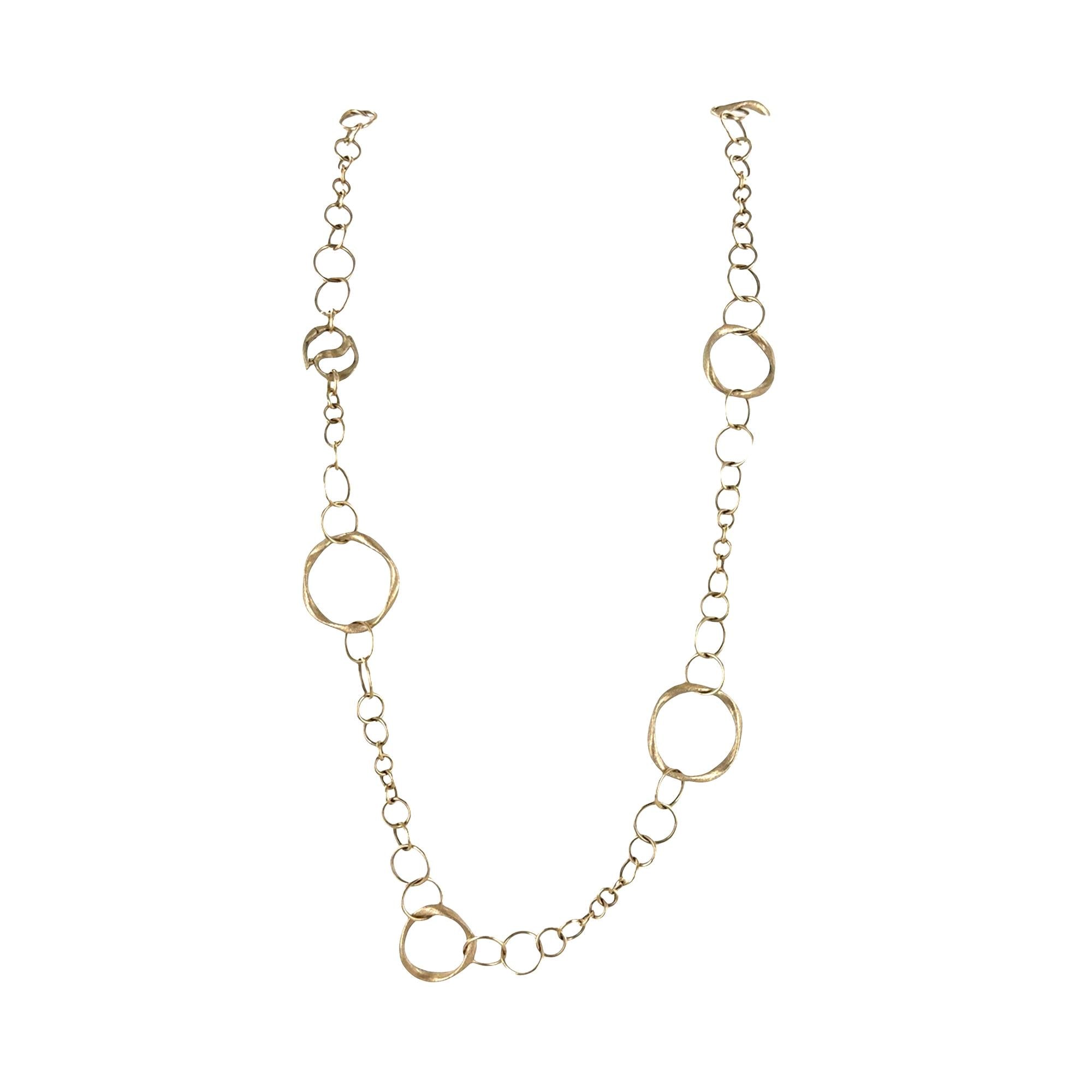 Gold Circle Link 14 Karat Yellow Gold 35 Inch Satin Finish Necklace