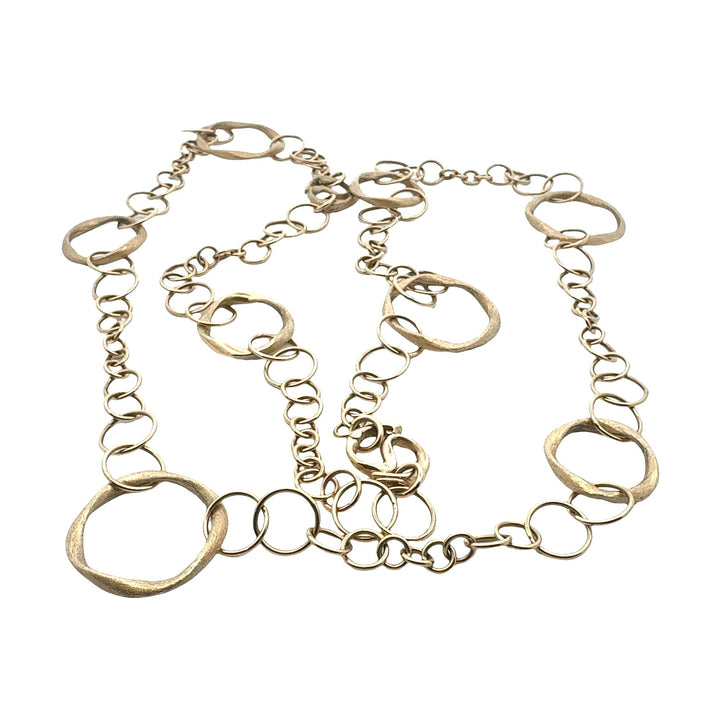 Gold Circle Link 14 Karat Yellow Gold 35 Inch Satin Finish Necklace