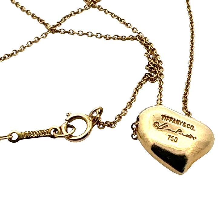 Tiffany & Co Elsa Peretti 18K Yellow Gold Full Heart Pendant Necklace