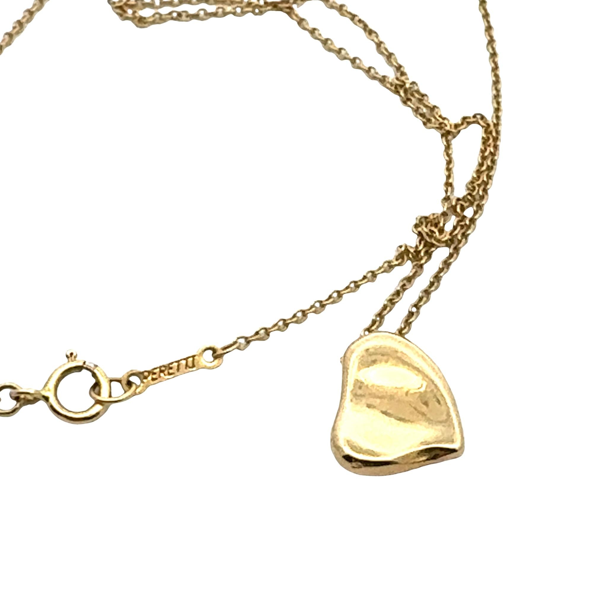 Tiffany & Co Elsa Peretti 18K Yellow Gold Full Heart Pendant Necklace