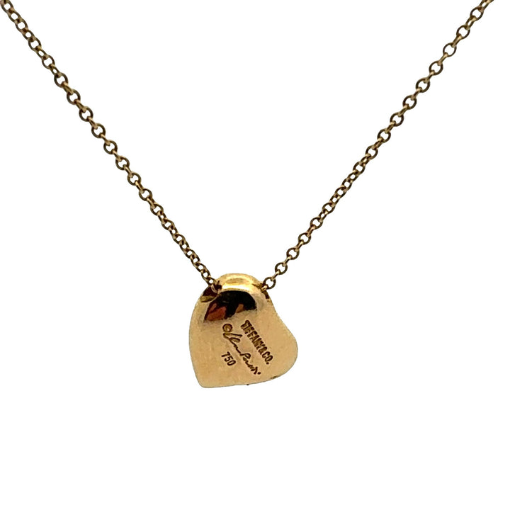 Tiffany & Co Elsa Peretti 18K Yellow Gold Full Heart Pendant Necklace