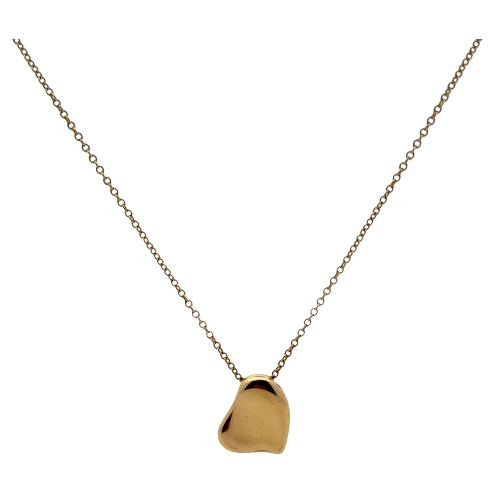Tiffany & Co Elsa Peretti 18K Yellow Gold Full Heart Pendant Necklace
