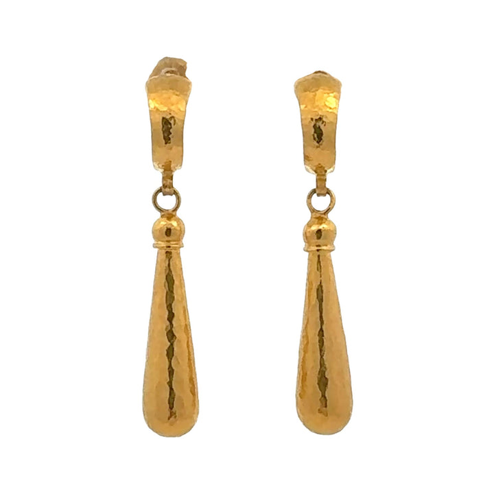 Gurhan Spell 24K Yellow Gold Gold Hammered Teardrop Dangle Earrings