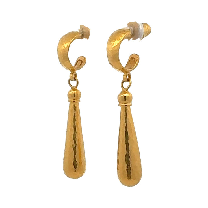 Gurhan Spell 24K Yellow Gold Gold Hammered Teardrop Dangle Earrings