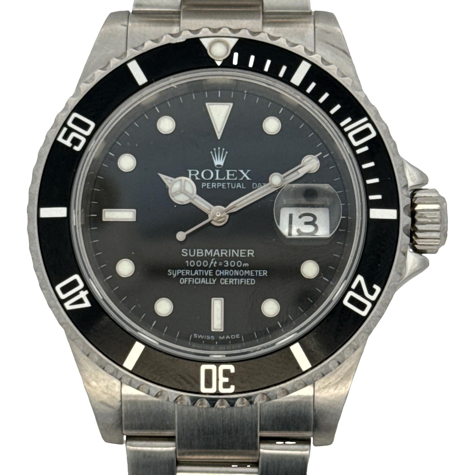 Rolex Submariner Date 40mm Stainless Steel Black Dial Oyster Bracelet 16610T