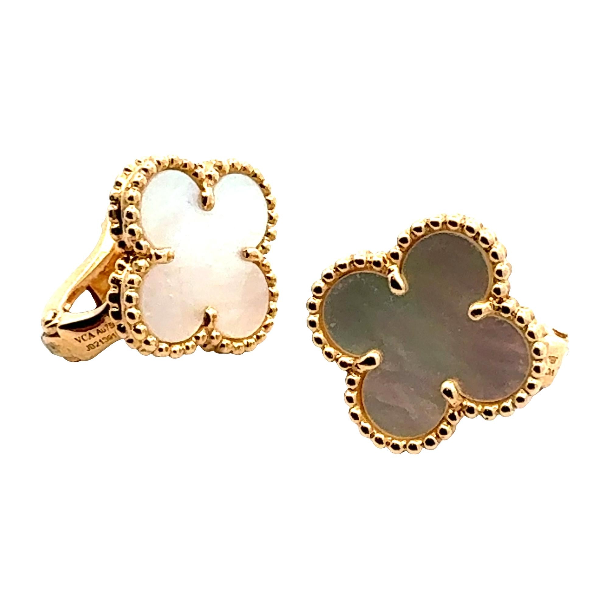 Van Cleef & Arples Vintage Alhambra Mother-Of-Pearl 18K Yellow GoldStud Earrings