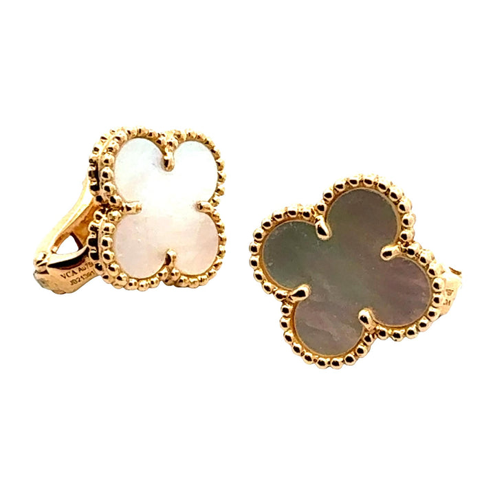 Van Cleef & Arples Vintage Alhambra Mother-Of-Pearl 18K Yellow GoldStud Earrings