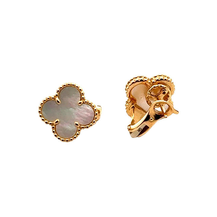 Van Cleef & Arples Vintage Alhambra Mother-Of-Pearl 18K Yellow GoldStud Earrings
