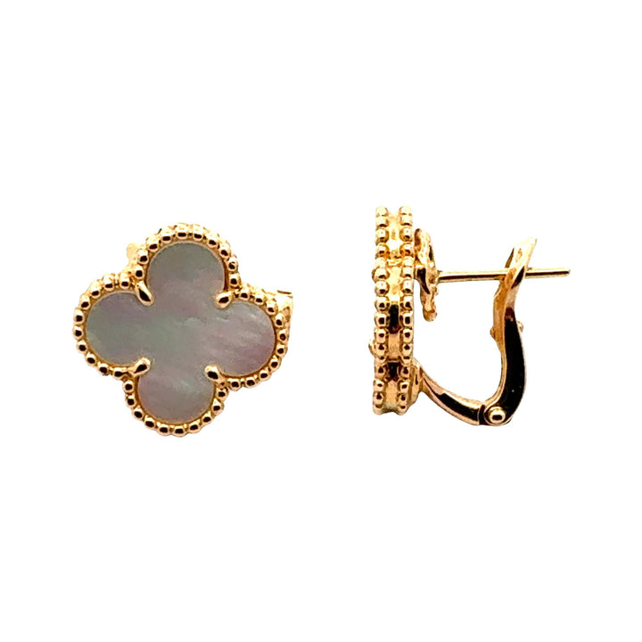 Van Cleef & Arples Vintage Alhambra Mother-Of-Pearl 18K Yellow GoldStud Earrings