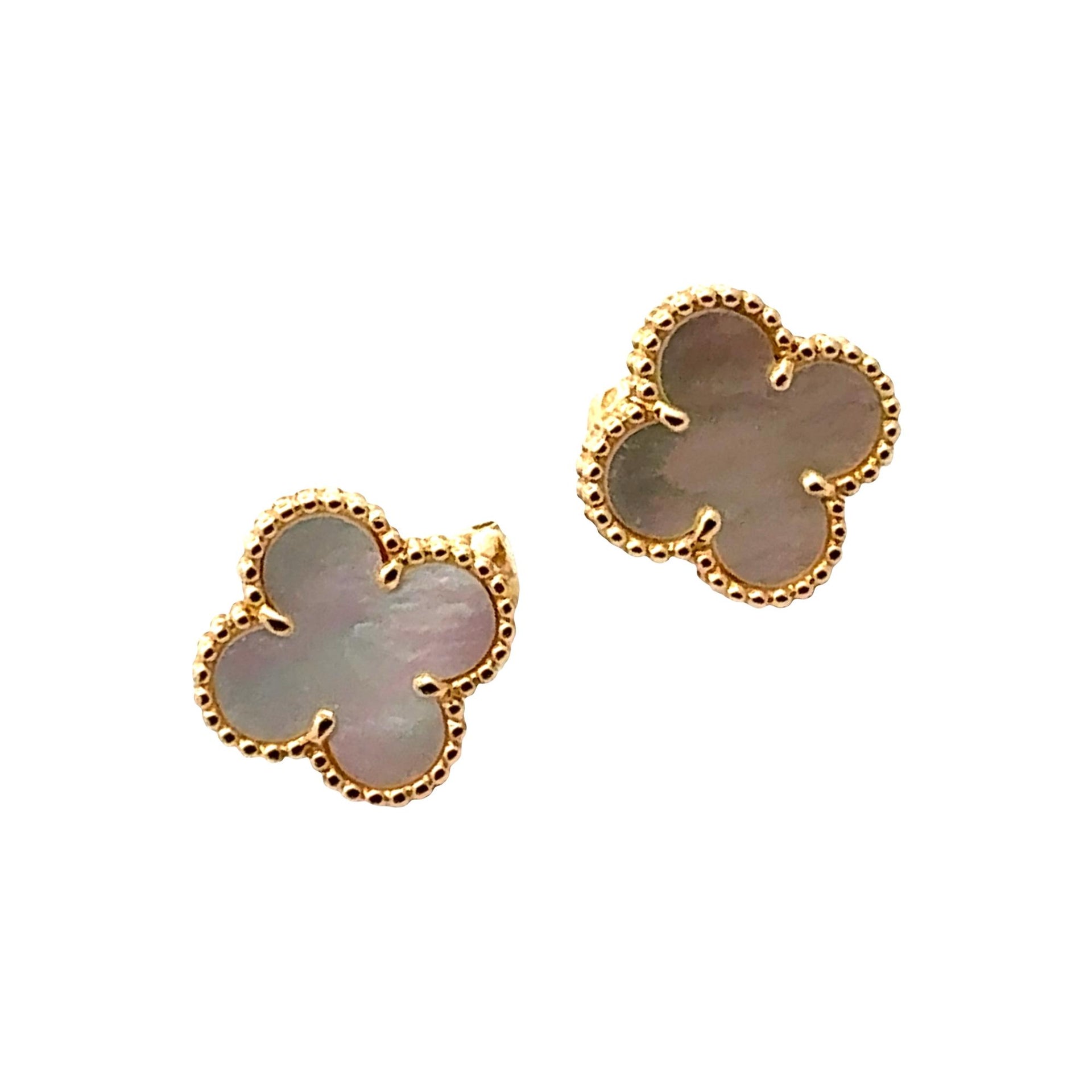 Van Cleef & Arples Vintage Alhambra Mother-Of-Pearl 18K Yellow GoldStud Earrings