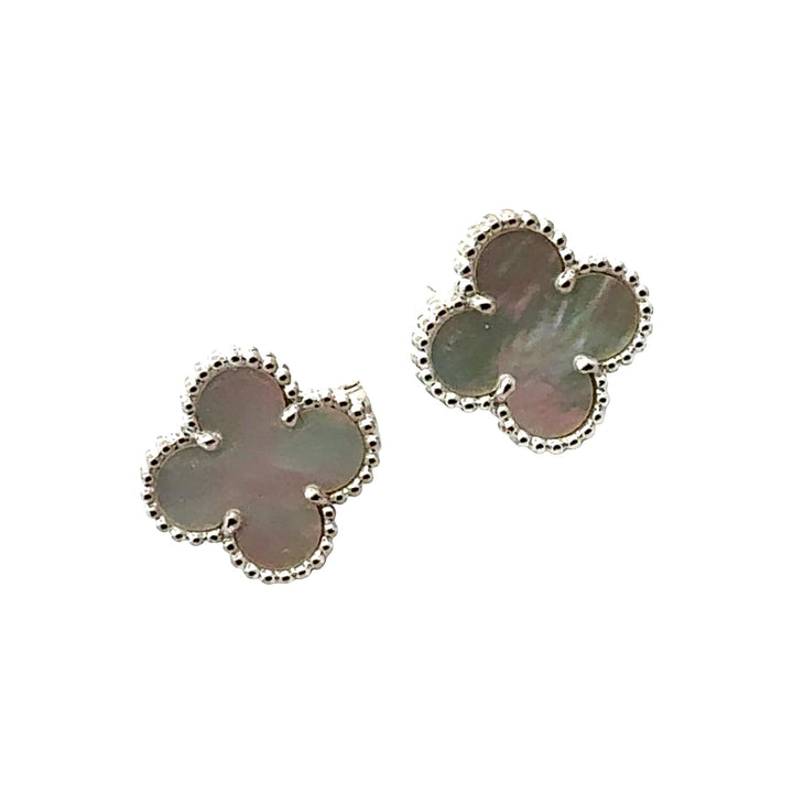 Van Cleef & Arples Vintage Alhambra Mother-Of-Pearl 18K White Gold Stud Earrings