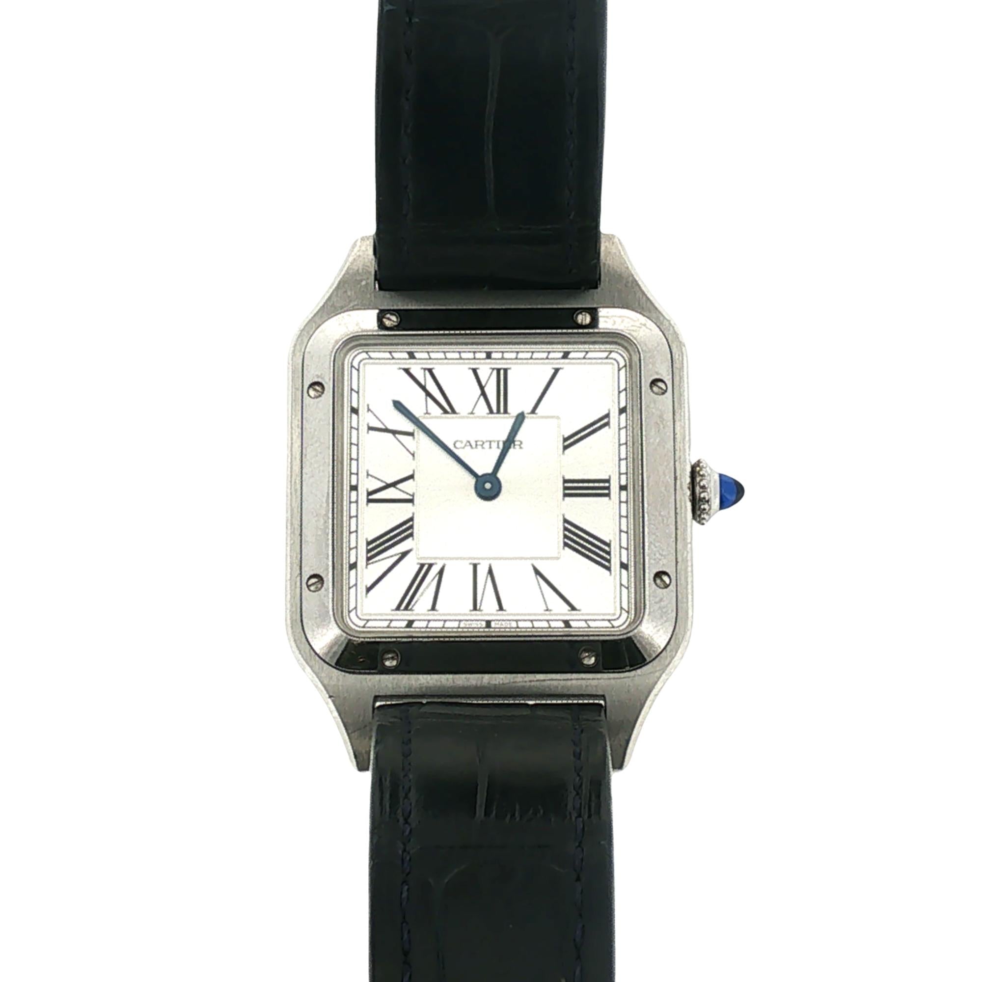 Cartier Santos Dumont Stainless Steel Quartz Watch Large Model With Papers